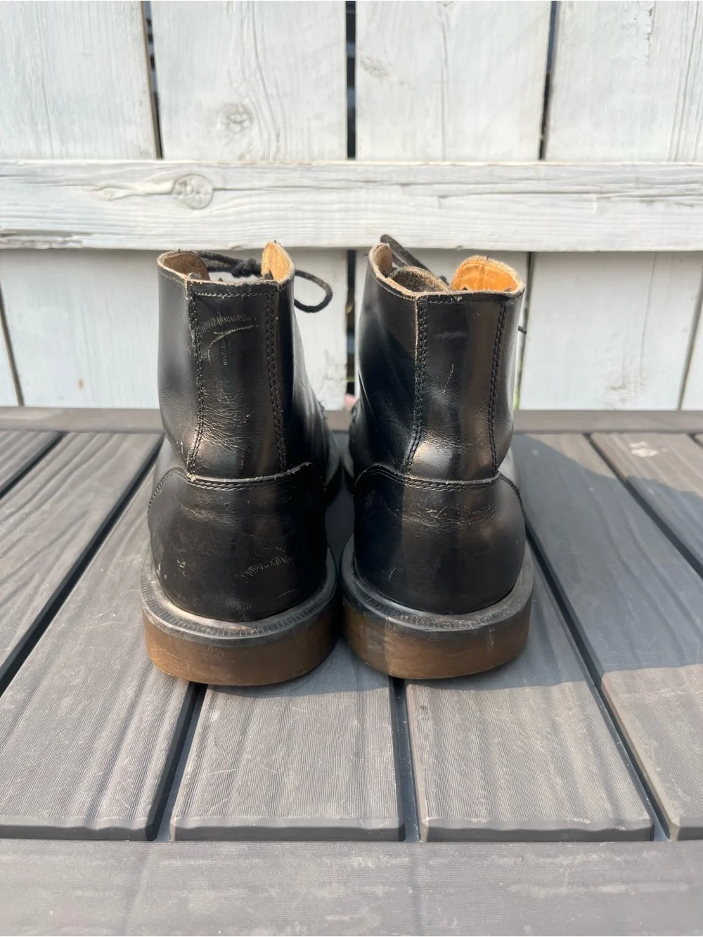 Vintage Dr. Doc Martens Black Leather Boots 6 Eyelet Made in England Size 10
